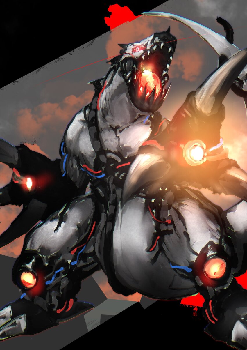 absurdres cable cyborg digimon digimon_(creature) highres metaltyranomon solo tyrannosaurus_rex