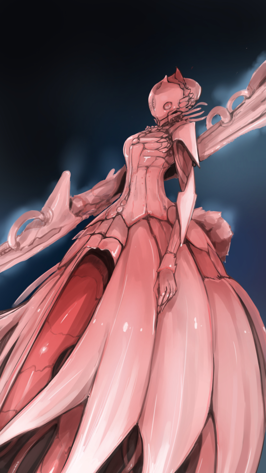 1girl alien arakure female_focus gauna highres monster monster_girl shiraui_tsumugi sidonia_no_kishi simple_background solo weapon