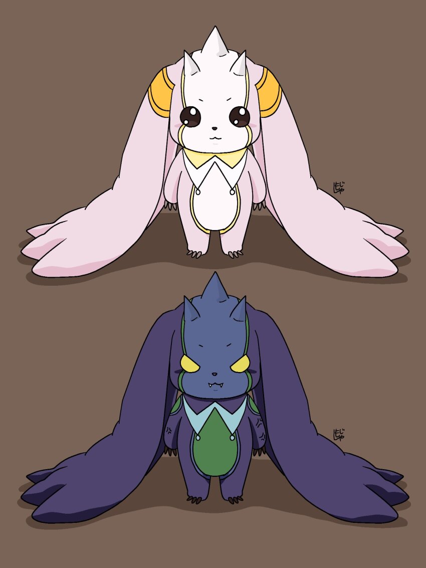 cherubimon cherubimon_(vice) cherubimon_(virtue) corruption digimon digimon_(creature) fangs highres looking_at_viewer lopmon smile white_lopmon