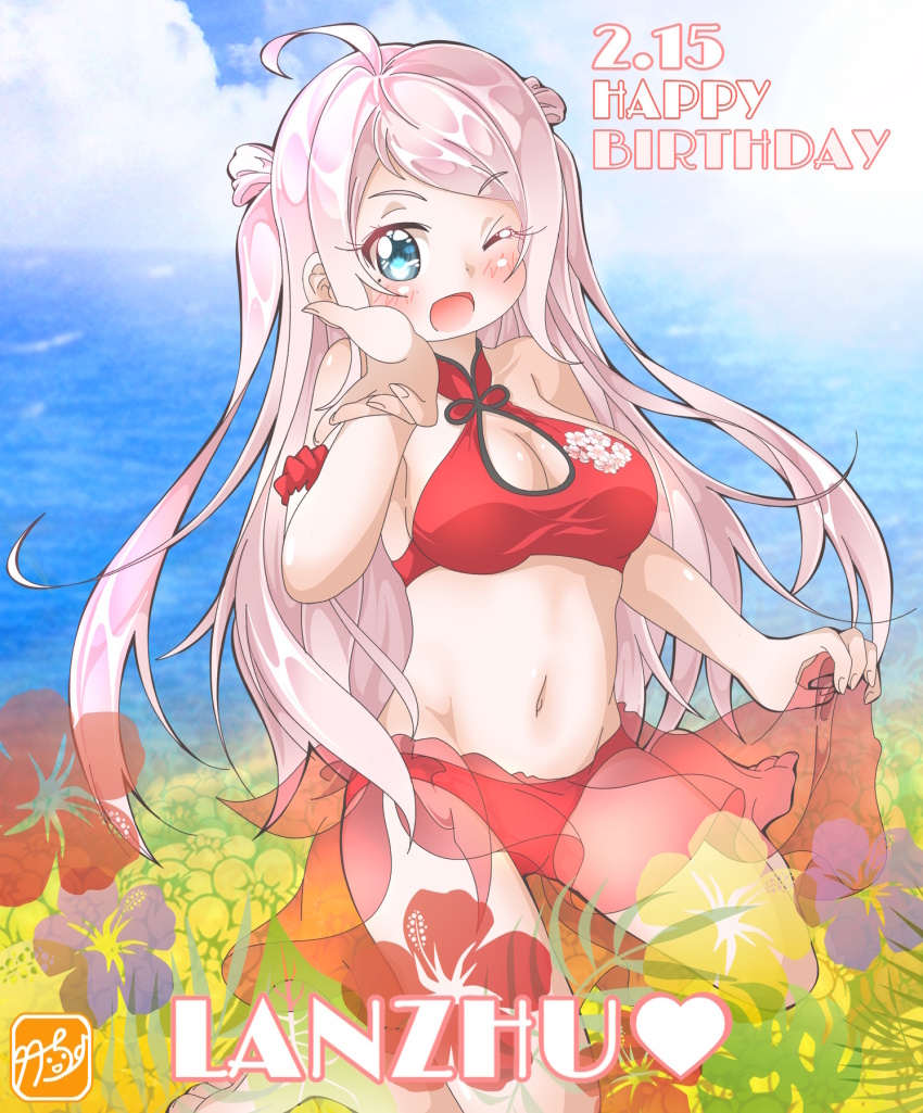 1girl blue_eyes female_focus long_hair love_live! love_live!_nijigasaki_high_school_idol_club mole mole_under_eye pink_hair takecho takecho-chan takecho1 zhong_lanzhu