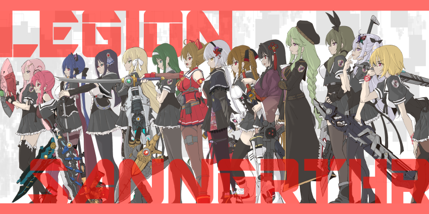 6+girls :d absurdres ahoge animal_ears ankle_boots ankle_strap anklet antenna_hair aqua_eyes arm_at_side arm_behind_back arm_under_breasts arms_at_sides ascot assault_lily asymmetrical_footwear back_bow bare_shoulders belt belt_buckle belt_pouch beret black_belt black_bow black_bridal_gauntlets black_capelet black_choker black_coat black_flower black_footwear black_gloves black_hair black_hairband black_hat black_pantyhose black_ribbon black_serafuku black_shirt black_skirt black_thighhighs blonde_hair blue_hair blue_ribbon blunt_bangs boots bow braid braided_ponytail breasts bridal_gauntlets brown_cape brown_footwear brown_gloves brown_hair brown_pantyhose brown_shirt brown_thighhighs buckle butterfly_hair_ornament buttons cape capelet cat_ears center_frills chest_belt choker closed_mouth coat commentary_request cropped_jacket crown_braid detached_sleeves dual_wielding earrings elbow_gloves emblem fake_animal_ears feet_out_of_frame finger_to_mouth fingerless_gloves floral_print flower foot_out_of_frame fox_mask frilled_shirt frilled_shirt_collar frilled_skirt frilled_sleeves frilled_thighhighs frills from_behind from_side garter_straps gem gem_hair_ornament glasses gloves green_eyes green_hair grey_background grey_footwear grey_hair grin group_name gun hair_between_eyes hair_bow hair_flower hair_intakes hair_ornament hair_ribbon hairband hairclip half_mask hand_on_hilt hand_on_own_arm hand_on_own_hip hand_on_own_thigh hand_to_own_mouth hand_up hands_up hanten_(clothes) hasebe_touka hat heel_up highres holding holding_behind_back holding_gun holding_mask holding_polearm holding_sheath holding_shield holding_sword holding_weapon holding_weapon_behind_back hood hood_down imagawa_homare imai_seira jewelry katana kiko_totori knee_boots kondou_misaka kurokawa_nadi_hanna lace lace-trimmed_cape lace-trimmed_skirt lace-trimmed_sleeves lace-trimmed_thighhighs lace-up_boots lace_trim large_breasts leaning_forward light_smile loafers long_hair long_sleeves looking_ahead looking_at_viewer loose_socks low-tied_long_hair low_ponytail low_twintails luise_ingels mashima_moyu mask medium_breasts miniskirt mole mole_under_eye multiple_girls murakami_tokiwa nagasaka_maho neck_ribbon neckerchief off_shoulder one_side_up open_belt open_clothes open_coat open_mouth outstretched_arm outstretched_arms over_shoulder pantyhose parted_bangs parted_lips pink_eyes pink_hair pink_ribbon pink_thighhighs planted pleated_skirt polearm ponytail pouch power_fist print_skirt profile puffy_short_sleeves puffy_sleeves purple_eyes purple_flower purple_pantyhose raised_eyebrows red-framed_eyewear red_bow red_eyes red_flower red_footwear red_gemstone red_gloves red_ribbon red_shirt red_skirt ribbon ribbon-trimmed_capelet ribbon-trimmed_thighhighs ribbon_trim sailor_collar sandals scabbard school_uniform seike_tomoyo serafuku sheath sheathed shield shirt shoes short_hair short_sleeves side_braid sidelocks single_braid single_thighhigh skirt sleeve_bow sleeveless sleeveless_shirt sleeves_past_wrists smile snap-fit_buckle socks standing sword sword_over_shoulder tassel tassel_hair_ornament tetsukawa_toa thigh_belt thigh_bow thigh_pouch thigh_strap thighband_pantyhose thighhighs thighhighs_over_pantyhose three-quarter_sleeves tongue tongue_out twintails two-tone_background two-tone_shirt underbust uneven_footwear unsheathed unworn_mask urutsu_sahari v-shaped_eyebrows very_long_hair waist_cape wavy_hair weapon weapon_over_shoulder white_ascot white_background white_belt white_bow white_hairband white_neckerchief white_ribbon white_sailor_collar white_shirt white_socks white_thighhighs wide_sleeves wrist_ribbon yamaguchi_chihiro_(assault_lily) yamanashi_hibari yellow_eyes yellow_ribbon yurigaoka_girls_academy_school_uniform zettai_ryouiki zouri
