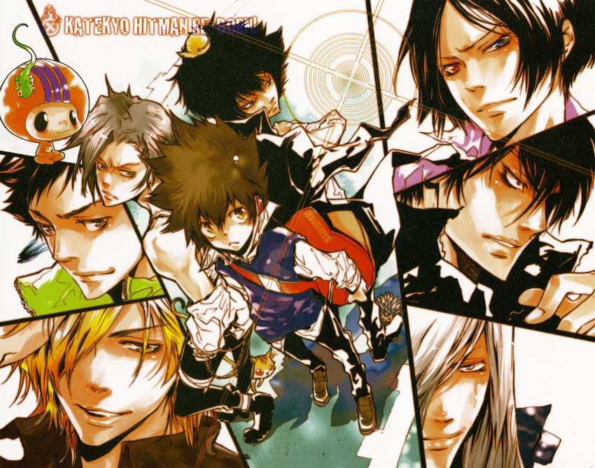 6+boys absurdres amano_akira animal bag bird black_hair blonde_hair blush brown_eyes brown_hair cat chibi dino dino_cavallone gokudera_hayato green_eyes headphones hibari_kyouya hibird highres katekyo_hitman_reborn! leon_(reborn) long_hair male_focus multiple_boys pacifier reborn red_eyes rokudou_mukuro sawada_tsunayoshi school_uniform short_hair grey_eyes silver_hair superbi_squalo tattoo uri_(reborn) xanxus yamamoto_takeshi