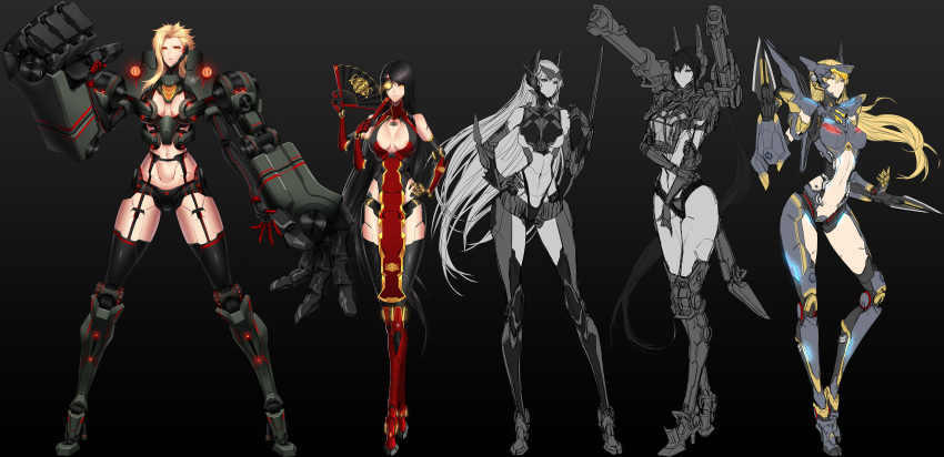 4.211_brass_knuckles 5girls abs absurdres android armor artillery artist_request assault_mount_3.25_sting-blades ballistic_mortar_cannons bird black_hair blonde_hair brass_knuckles breasts cannon cherno_alpha chest_cannon cleavage coyote_tango crimson_typhoon cyborg dragon eagle eastern_dragon emblem energy_cannon facial_hair gipsy_danger glowing glowing_eyes hand_fan highres incinerator_turbines jaeger_(pacific_rim) legendary_pictures long_hair mecha midriff mortar_(weapon) multiple_girls multiple_heads mustache nuclear_vortex_turbine pacific_rim pan_pacific_defense_corps personification red_eyes robot shoulder_cannon shoulder_gun sigm@ striker_eureka two-headed_eagle weapon wrist_blades yellow_eyes