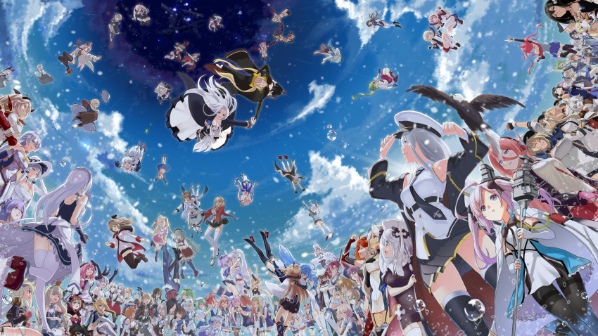 6+girls :d absolutely_everyone achilles_(azur_lane) ahoge aiu_eo ajax_(azur_lane) amazon_(azur_lane) animal_ears arethusa_(azur_lane) arizona_(azur_lane) ark_royal_(azur_lane) atlanta_(azur_lane) aulick_(azur_lane) avrora_(azur_lane) azur_lane bad_id bad_pixiv_id bailey_(azur_lane) bald_eagle bandeau beagle_(azur_lane) belfast_(azur_lane) bell benson_(azur_lane) bird black_coat black_gloves black_hair black_skirt blonde_hair blue_hair blush bogue_(azur_lane) braid breasts brooklyn_(azur_lane) bulldog_(azur_lane) california_(azur_lane) cape cassin_(azur_lane) charles_ausburne_(azur_lane) chicago_(azur_lane) cleavage cleveland_(azur_lane) coat collar collared_shirt comet_(azur_lane) commentary_request cowboy_hat craven_(azur_lane) crescent_(azur_lane) crown cup cygnet_(azur_lane) day detached_sleeves dorsetshire_(azur_lane) downes_(azur_lane) dress eagle edinburgh_(azur_lane) eldridge_(azur_lane) enterprise_(azur_lane) erebus_(azur_lane) everyone exeter_(azur_lane) fake_animal_ears falling fisheye fletcher_(azur_lane) floating floating_hair foote_(azur_lane) fork fortune_(azur_lane) foxhound_(azur_lane) french_braid from_below galatea_(azur_lane) glasses gloves glowworm_(azur_lane) green_hair gridley_(azur_lane) grin hair_ornament hair_ribbon hammann_(azur_lane) hand_up hands_up hat helena_(azur_lane) hermes_(azur_lane) high_ponytail highres holding holding_cup holding_fork holding_hands honolulu_(azur_lane) hood hood_(azur_lane) hooded_jacket hornet_(azur_lane) houston_(azur_lane) hug illustrious_(azur_lane) indianapolis_(azur_lane) jacket javelin_(azur_lane) jenkins_(azur_lane) jumping juneau_(azur_lane) juno_(azur_lane) jupiter_(azur_lane) kent_(azur_lane) knees_together_feet_apart laffey_(azur_lane) langley_(azur_lane) large_breasts leander_(azur_lane) lexington_(azur_lane) london_(azur_lane) long_dress long_hair long_island_(azur_lane) looking_at_another looking_down looking_up maid maid_headdress maury_(azur_lane) mccall_(azur_lane) military military_uniform miniskirt multiple_girls native_american neck_bell necktie nelson_(azur_lane) nevada_(azur_lane) nicholas_(azur_lane) ning_hai_(azur_lane) norfolk_(azur_lane) northampton_(azur_lane) off_shoulder oklahoma_(azur_lane) omaha_(azur_lane) one_eye_closed open_mouth outstretched_arm outstretched_arms pantyhose pennsylvania_(azur_lane) pensacola_(azur_lane) phoenix_(azur_lane) ping_hai_(azur_lane) pink_hair pleated_skirt pointing ponytail portland_(azur_lane) prince_of_wales_(azur_lane) pulling queen_elizabeth_(azur_lane) radford_(azur_lane) rain raleigh_(azur_lane) ranger_(azur_lane) reaching reaching_towards_viewer red_hair renown_(azur_lane) repulse_(azur_lane) ribbon richmond_(azur_lane) rodney_(azur_lane) salt_lake_city_(azur_lane) san_diego_(azur_lane) saratoga_(azur_lane) shirt short_hair shropshire_(azur_lane) side_ponytail silver_hair sims_(azur_lane) sitting skirt skirt_tug sky sleeveless sleeveless_shirt smile south_dakota_(azur_lane) spence_(azur_lane) st._louis_(azur_lane) suffolk_(azur_lane) tennessee_(azur_lane) terror_(azur_lane) thatcher_(azur_lane) thigh_strap thighhighs twintails two_side_up underbust unicorn_(azur_lane) vampire_(azur_lane) very_long_hair vestal_(azur_lane) walking warspite_(azur_lane) water_drop white_gloves white_shirt wichita_(azur_lane) york_(azur_lane) yorktown_(azur_lane)