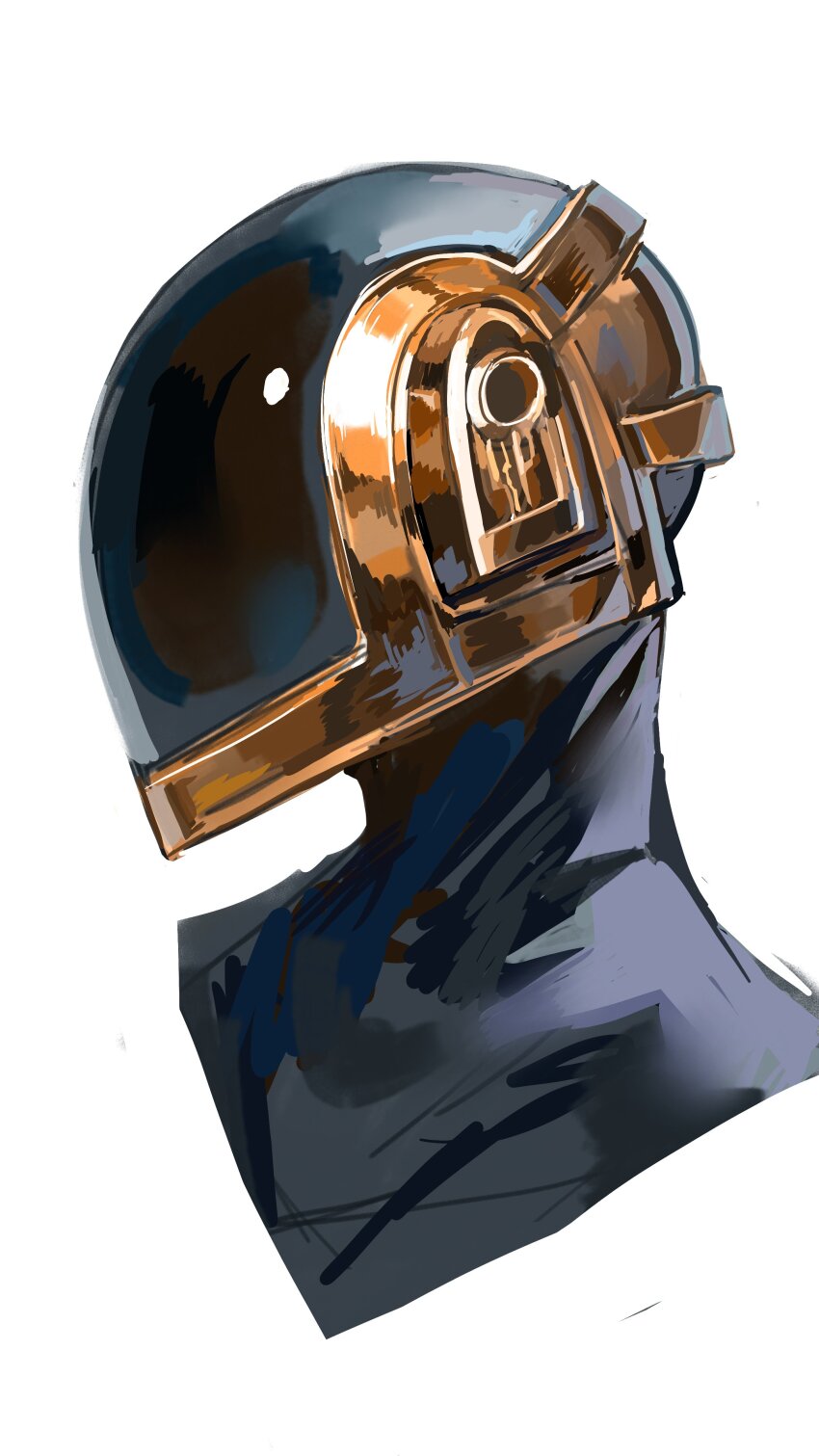 1boy absurdres black_bodysuit bodysuit commentary cropped_shoulders daft_punk guy-manuel_de_homem-christo helmet highres male_focus nameno92372763 portrait simple_background solo white_background