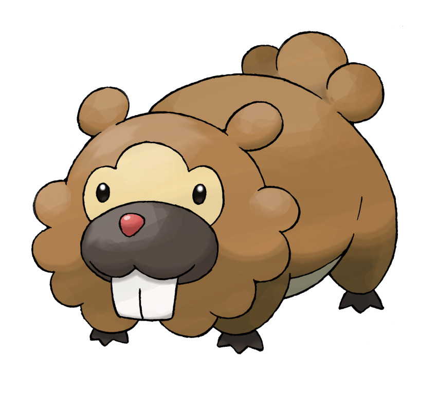 :3 animal_focus bidoof buck_teeth full_body gen_4_pokemon highres nintendo no_humans official_art pokemon pokemon_(creature) pokemon_dppt pokemon_focus smile solo sugimori_ken teeth third-party_source transparent_background