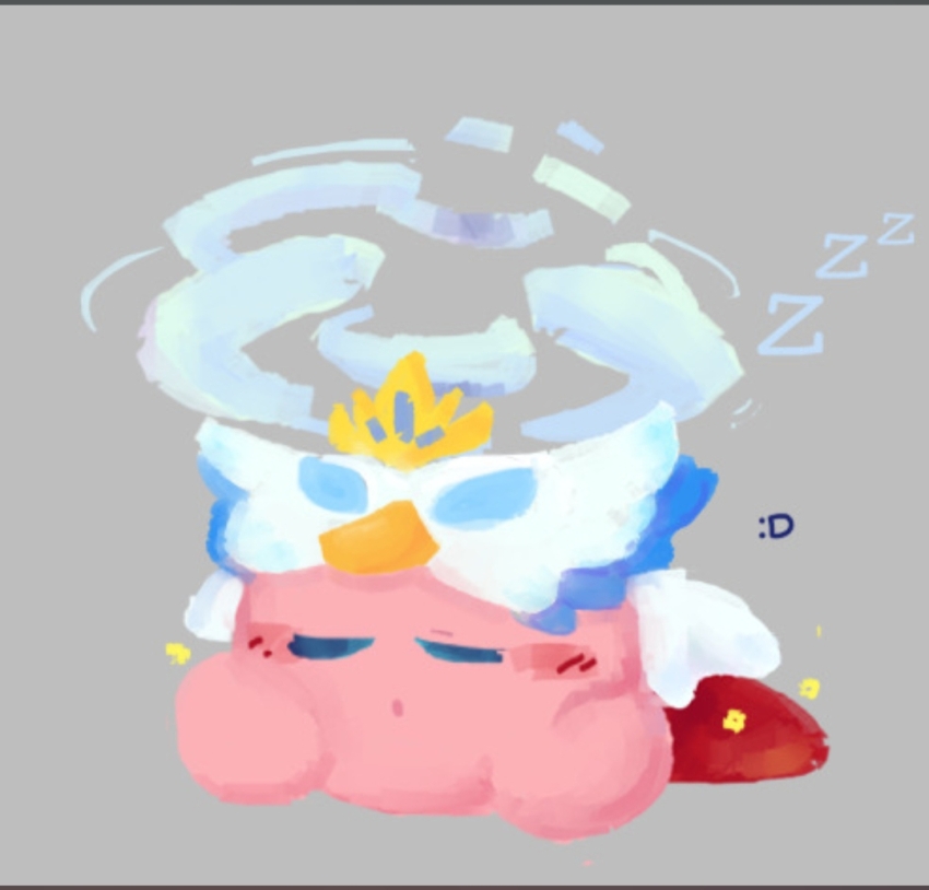 closed_eyes closed_mouth copy_ability fleur_tornado_kirby grey_background kirby kirby_(series) kirby_and_the_forgotten_land nintendo non-web_source sleeping tornado_kirby