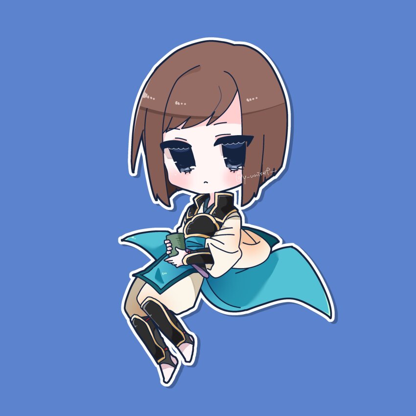 1boy armor bob_cut brown_hair fire_emblem fire_emblem_fates gambeson highres hisame_(fire_emblem) inverted_bob japanese_armor japanese_clothes katana male_focus nintendo samurai solo sword weapon y_unisef
