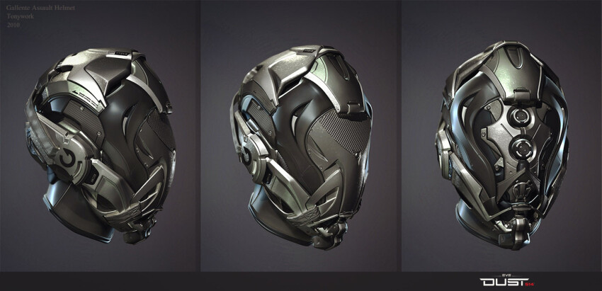 3d artist_name autodesk_3ds_max_(medium) commentary concept_art copyright_name dated dated_commentary dust_514 eve_online gallente_federation_(eve_online) glint grey_theme helmet logo multiple_views no_humans official_art realistic science_fiction tonywork