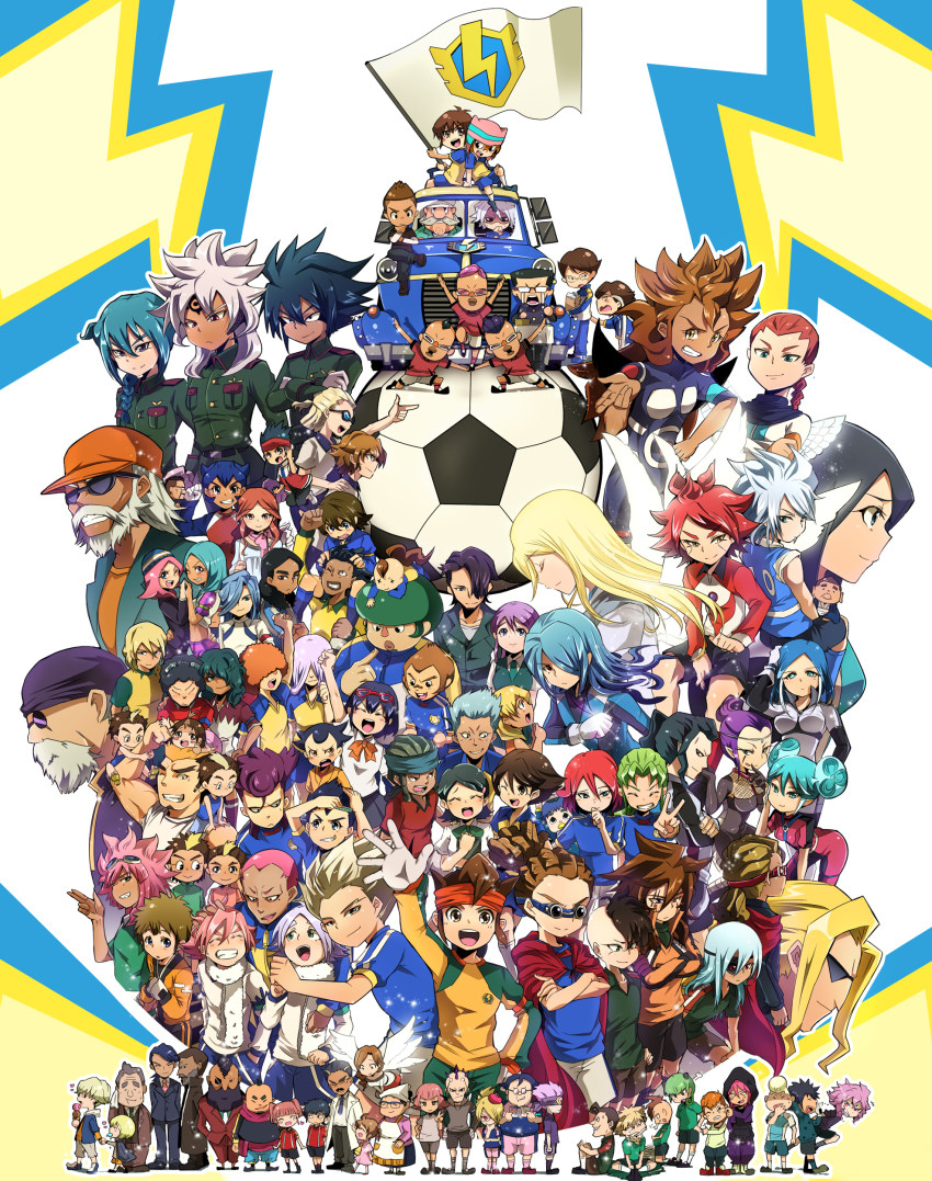 6+boys 6+girls absolutely_everyone absurdres afuro_terumi baddap_sleed ball blush chiita_suizenji child desuta domon_asuka dylan_keith edgar_valtinas endou_daisuke endou_kanon endou_mamoru eska_bamel everyone father_and_daughter fideo_aldena fubuki_atsuya fubuki_shirou fudou_akio genda_koujirou gojou_masaru gouenji_shuuya gouenji_yuuka handa_shin&#039;ichi harano_(inazuma_eleven) hibiki_seigou hidenakata_(inazuma_eleven) highres hijikata_raiden ichinose_kazuya inazuma_eleven inazuma_eleven_(series) kabeyama_heigoro kageno_jin kageyama_reiji kame_leon kazemaru_ichirouta kidou_yuuto kino_aki kira_hitomiko kirigakure_saiji kiyama_hiroto kogure_yuuya kudou_fuyuka kudou_michiya kurimatsu_teppei luca_(inazuma_eleven) mack_roneejo manga_moe maquia mark_kruger matsuno_kuusuke megane_kakeru megane_kazuto midorikawa_ryuuji mistorene_callus miyasaka_ryou mohawk multiple_boys multiple_girls nagumo_haruya nishigaki_mamoru otonashi_haruna raimon_natsumi rococo_urupa rushe_(inazuma_eleven) saginuma_osamu sakuma_jirou shimozuru_arata shishido_sakishi short_hair shourinji_ayumu soccer_ball someoka_ryuugo sugimori_takeshi sumeragi_maki suzuno_fuusuke tachimukai_yuuki teres_tolue thane tobitaka_seiya torii_ryouta tsunami_jousuke urabe_rika urubida utsunomiya_toramaru yagami_reina yamino_kageto yuukoku_hiroyuki zaizen_touko zz_zzz