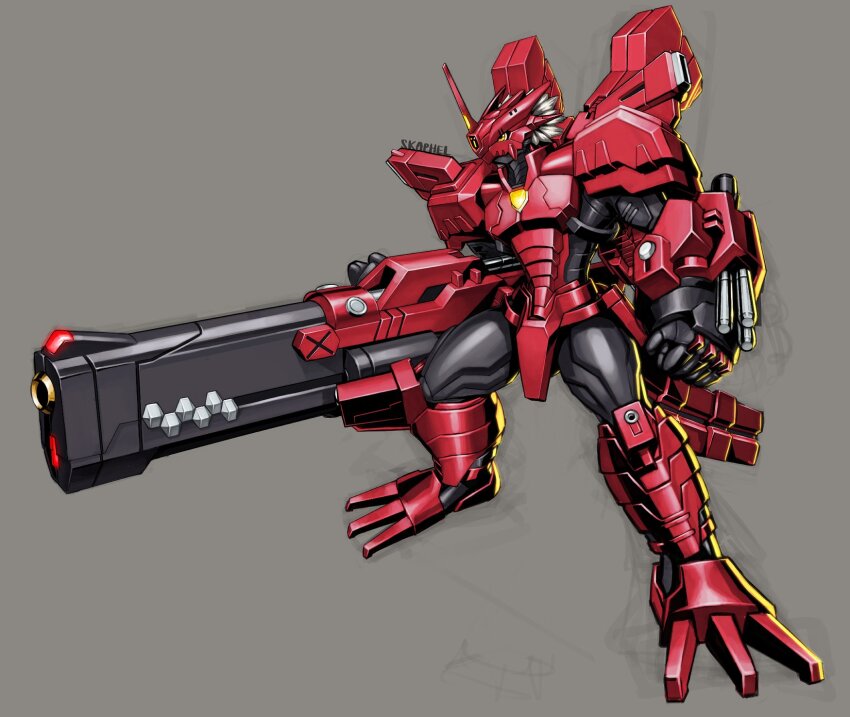 1boy blitzgreymon digimon digimon_(creature) gun highres male_focus muscular muscular_male original solo weapon
