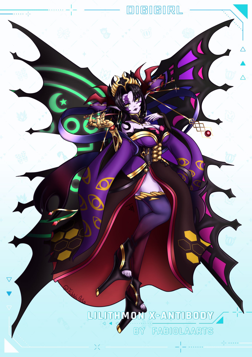 absurdres breasts demon demon_girl digimon digimon_(creature) fallen_angel highres lilithmon lilithmon_x-antibody mark_of_evil nail_polish wings