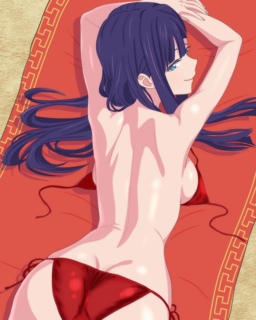 1girl ass beach butt_crack character_request copyright_request garugu smile tagme