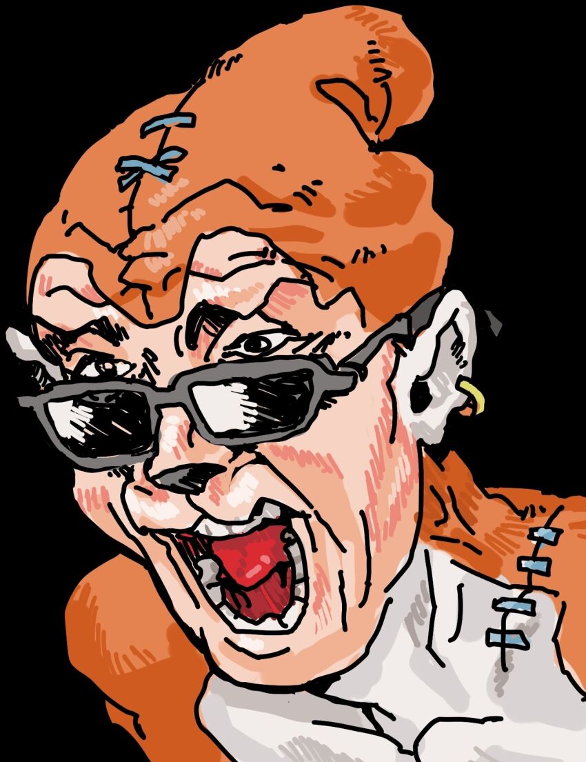 1boy digimon digimon_(creature) etemon highres male_focus meme open_mouth solo sunglasses