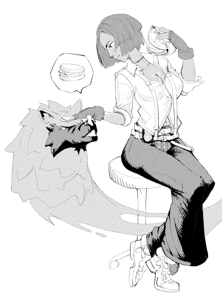 1girl brazil giovanna_(guilty_gear) guilty_gear guilty_gear_strive headpat highres pet police pulodo_0017 red_hair rei_(guilty_gear)