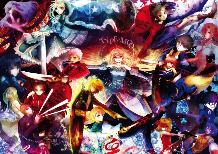 00s 10s 428 428:_fuusa_sareta_shibuya_de 6+boys 6+girls a-o-i absurdres aozaki_touko archer_(fate) archetype_earth arcueid_brunestud artoria_pendragon_(fate) blonde_hair canaan_(character) canaan_(series) chunsoft ciel_(tsukihime) crossover dark_sakura emiya_kiritsugu emiya_shirou enkidu_(fate) fate/extra fate/stay_night fate/strange_fake fate/zero fate_(series) gilgamesh_(fate) highres kara_no_kyoukai kishinami_hakuno_(male) kokutou_mikiya kotomine_kirei kotomine_kirei_(fate/zero) mahou_tsukai_no_yoru matou_sakura multiple_boys multiple_girls ryougi_shiki saber_(fate) tamamo_(fate) tamamo_no_mae_(fate/extra) tohno_shiki tohsaka_rin tsukihime type-moon