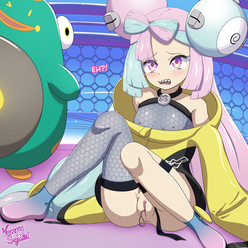absurdres accidental_exposure bellibolt blue_hair bow clenched_teeth coat electric fell_down female_focus female_masturbation gen_1_pokemon gen_9_pokemon gym_leader hair_bow hair_ornament hairclip highres iono_(pokemon) jacket leggings livestream long_hair long_sleeves magnemite masturbation multicolored_hair nintendo nipples object_insertion on_floor on_ground on_the_ground oversized_clothes pink_eyes pink_hair pokemon pokemon_sv pussy pussy_juice pussy_juice_drip sex_toy sharp_teeth shoes stream streamer teeth twintails vaginal vaginal_object_insertion vampy_squid vibrator