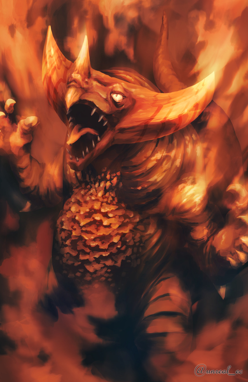 absurdres angry corruption giant giant_monster gomora highres horns kaiju mega_monster_battle:_ultra_galaxy_legends_the_movie monster no_humans rei&#039;s_gomora reionic_burst_gomora roaring sharp_teeth signature tail teeth tongue tsuburaya_productions ultra_galaxy_mega_monster_battle ultra_galaxy_mega_monster_battle:_never_ending_odyssey ultra_series unreal_ec