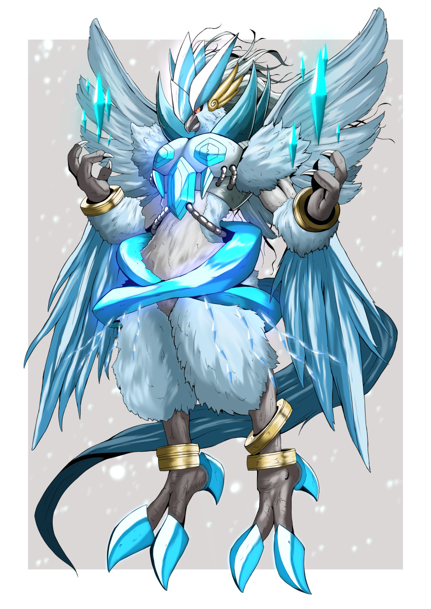 absurdres articuno digimon digimon_(creature) feathers gen_1_pokemon highres holy_ring legendary_pokemon nintendo oridigi original pokemon sawa_d solo wings