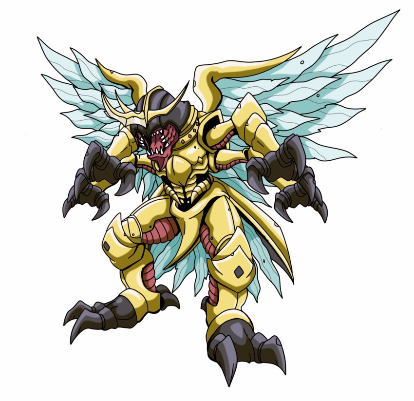 bug claws crossmon digimon heraklekabuterimon highres horns original solo wings