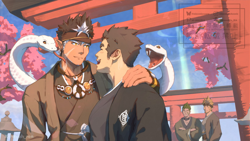 bara facial_hair highres looking_at_viewer male_focus mature_male muscular muscular_male ninomiya_reisui_(chieh_ren) pectorals protagonist_3_(housamo) short_hair solo tangaroa_(housamo) tokyo_houkago_summoners