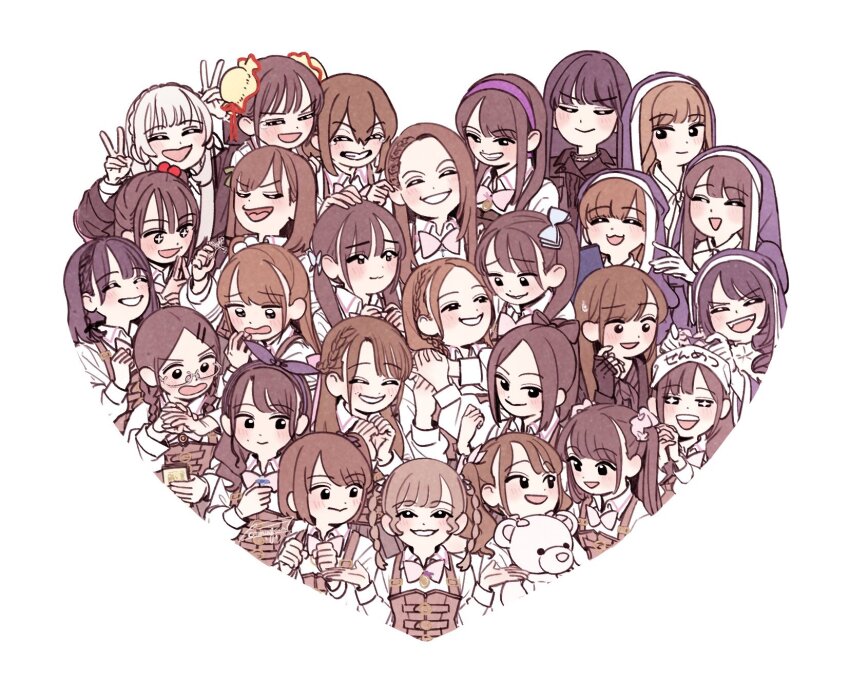 +_+ 6+girls :3 :d akutsu_lucifer_maaya amamiya_sophia_seren amatsu_marei arm_around_shoulder arm_up artist_name assault_lily banknote black_eyes black_gloves black_hair black_jacket blue_bow blue_hairband blunt_bangs blush book bow bow-shaped_hair bow_hairband bowtie braid braided_bangs brown_hair bun_cover clenched_hands closed_eyes closed_mouth collared_shirt commentary_request corset cross cross_necklace crown_braid double_bun double_v drill_hair everyone eye_contact fangs finger_to_cheek fingerless_gloves french_braid fukuyama_jeanne_sachie glasses gloves green_ribbon grey-framed_eyewear grin habit hair_between_eyes hair_bobbles hair_bow hair_bun hair_ornament hair_ribbon hair_scrunchie hairband hairclip half-closed_eyes hanaoka_angela_moe hand_on_another&#039;s_ear hand_on_another&#039;s_head hand_on_own_chest hand_up hands_up haneda_catalina_mei hasegawa_gabriella_tsugumi headband heart highres holding holding_book holding_hands holding_jewelry holding_money holding_necklace holding_pom_poms holding_stuffed_toy houjou_monica_asahi hug ichinomiya_michaela_himari izumi_rosa_rina jacket jewelry kaidou_beatrice_chiharu kishimoto_lucia_raimu kishimoto_maria_mirai komuzuka kosaka_anastasia_ryouko kuji-in kuroki_francisca_yuria li_christina_susu long_hair long_sleeves looking_at_another looking_at_viewer looking_down looking_to_the_side looking_up low_twin_braids low_twintails ludvico_private_girls&#039;_academy_school_uniform makabe_melania_sayoko matsunaga_brigitta_kayo medium_hair mole mole_above_mouth money multiple_girls nagase_marta_nonoka narumi_clara_yuuko necklace nosaka_jacqueline_kazane nun one_side_up open_hands open_mouth outstretched_arms own_hands_clasped own_hands_together parted_bangs parted_lips pendant pink_bow pink_bowtie pink_scrunchie pom_pom_(cheerleading) pom_poms ponytail purple_hairband raised_eyebrows ribbon saeki_julia_karen sano_matilda_kokoro school_uniform scrunchie semi-rimless_eyewear seto_veronica_ichika shirt short_hair siblings side_ponytail sideways_glance signature simple_background sisters smile smug stuffed_animal stuffed_toy suspenders sweatdrop tachibana_theresia_nagisa takatori_natalie_towa tearing_up teddy_bear teeth toride_suzanne_reika twin_braids twintails two_side_up under-rim_eyewear underbust upper_teeth_only v v-shaped_eyebrows veil wavy_mouth white_background white_gloves white_hair white_headband white_shirt