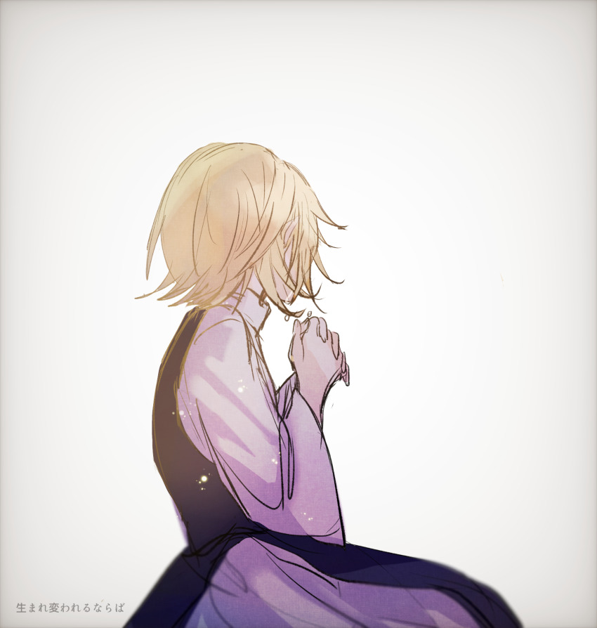 back blonde_hair evillious_nendaiki highres kagamine_rin nun own_hands_clasped own_hands_together regret_message_(vocaloid) riliane_lucifen_d&#039;autriche short_hair solo song_name vocaloid warabi_(danngo-mitarasi)