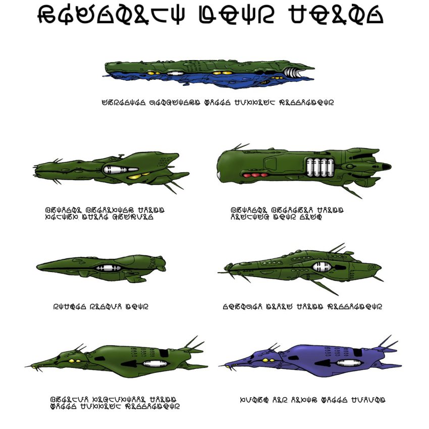 1980s_(style) alien battleship chart choujikuu_yousai_macross fleet highres macross macross:_do_you_remember_love? meltrandi military military_vehicle moruk_lap_lamiz no_humans nupetiet-vergnitzs oldschool picket_patrol_ship queadol-magdomilla quiltra-quelamitz quiltra-queleual retro_artstyle science_fiction ship simple_background spacecraft thurvel-salan translated warship watercraft zentradi