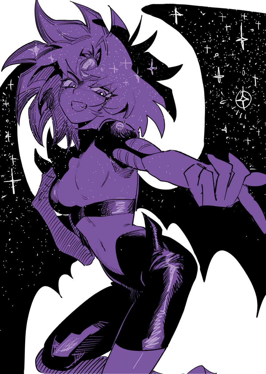 1other absurdres breasts duel_monster highres limited_palette medium_breasts medium_hair purple_theme revealing_clothes simple_background tawashipurin third_eye white_background yu-gi-oh! yubel