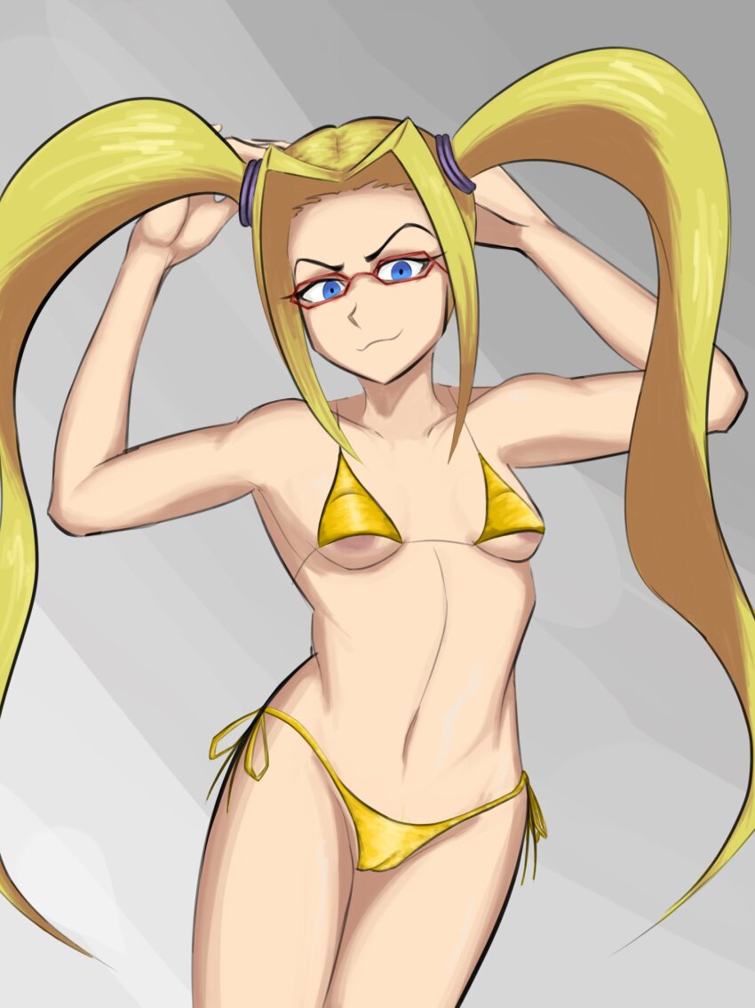 akatsuki_blitzkampf bikini breasts gold_bikini highres mycale nipples notr3tr0 swimsuit tagme