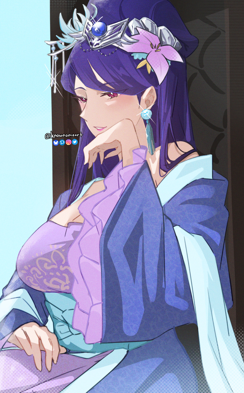 1girl absurdres breasts cleavage highres knowname kusuriya_no_hitorigoto large_breasts lihua_(kusuriya_no_hitorigoto) long_hair solo