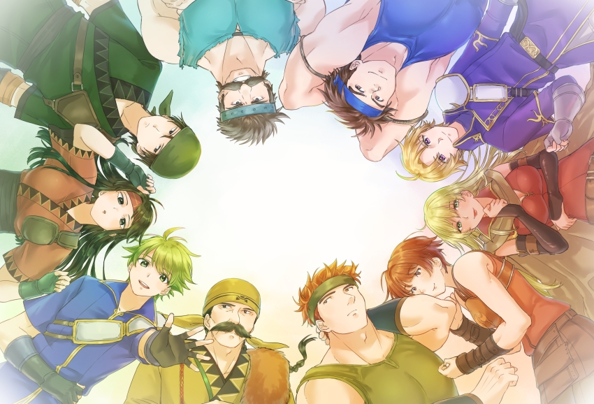 bartre_(fire_emblem) dayan_(fire_emblem) dorothy_(fire_emblem) fire_emblem fire_emblem:_the_binding_blade group_picture hair_between_eyes highres igrene_(fire_emblem) klein_(fire_emblem) lot_(fire_emblem) mole mole_under_eye nintendo sin_(fire_emblem) sue_(fire_emblem) tsukimura_(d24f4z8j3t) ward_(fire_emblem) wolt_(fire_emblem)