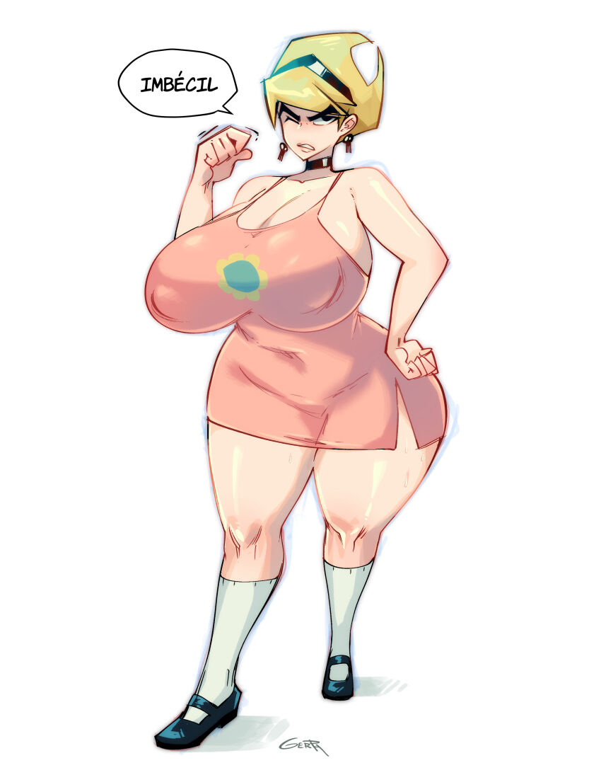 absurdres angry ass breasts curvy gerph hand_on_own_hip highres huge_ass huge_breasts mandy_(grim_adventures) the_grim_adventures_of_billy_&amp;_mandy