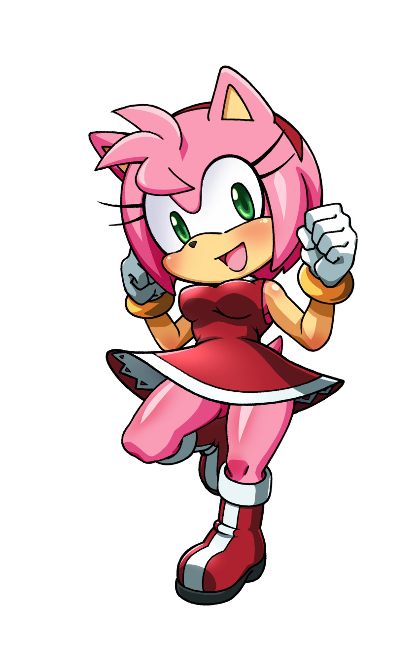 absurdres aku_tojyo amy_rose cutout dress hedgehog highres red_dress solo_focus sonic_(series) transparent_background uncensored