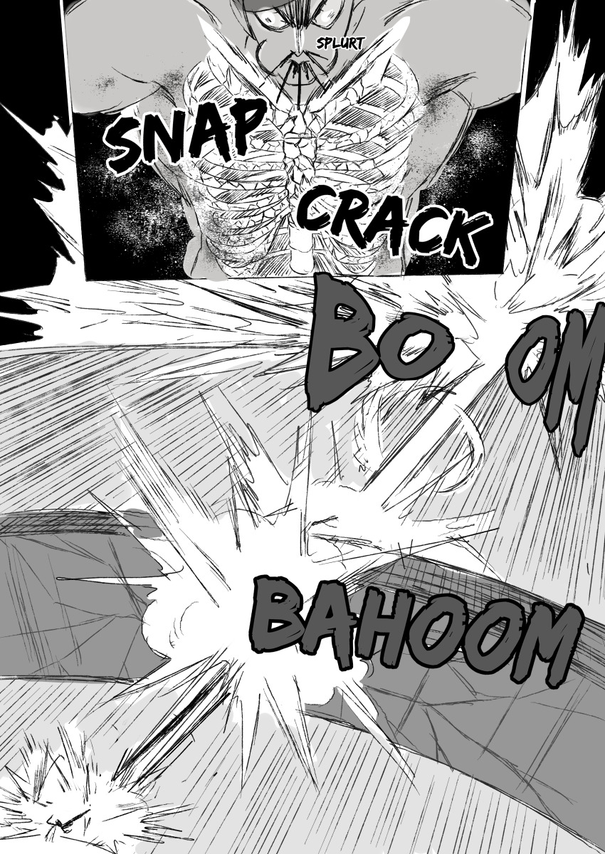 1boy absurdres blood blood_from_mouth broken_ribs commander_(girls&#039;_frontline) girls&#039;_frontline highres reddit rwbyspartan_(reddit_user) skeleton smart_oval sound_effects sound_effects_only