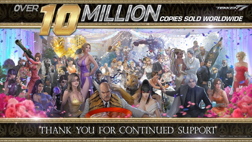 6+boys 6+girls alcohol alisa_boskonovich animal animal_head animal_print anna_williams annotated arabian_clothes arch architecture armor_king bald bandai_namco bare_legs bare_shoulders beard belt black_dress black_hair black_necktie black_shirt black_suit blonde_hair bob_(tekken) breasts brown_hair bryan_fury chair champagne_bottle china_dress chinese_clothes claudio_serafino claws cleavage closed_mouth cocktail_dress collarbone collared_shirt commentary confetti craig_marduk cup dark-skinned_female dark-skinned_male dark_skin debris demon_horns dog dreadlocks dress drinking_glass eating eddy_gordo elbow_gloves eliza_(tekken) emilie_de_rochefort english_commentary english_text everyone eyepatch facial_hair facial_tattoo facing_viewer fahkumram fat fat_man feng_wei food formal_clothes ganryu_(tekken) gatling_gun gigas_(tekken) glass glasses gloves gold_dress gourd grey_hair grey_suit grin group_picture hair_ornament hair_slicked_back halter_dress halterneck hand_on_own_cheek hand_on_own_face harada_katsuhiro high_ceiling high_heels highres horns husband_and_wife hwoarang_(tekken) indoors jack-7 jaguar japanese_clothes jewelry josie_rizal julia_chang katarina_alves kawano_takuji kazama_asuka kazama_jin keffiyeh kimono king_(tekken) kuma_(tekken) kunimitsu_ii large_breasts lars_alexandersson lee_chaolan legs lei_wulong leo_kliesen leroy_smith lidia_sobieska ling_xiaoyu lips long_dress long_hair looking_at_viewer looking_back looking_to_the_side lucky_chloe makeup marshall_law master_raven mature_female medium_breasts miguel_caballero_rojo milestone_celebration minigun mishima_heihachi mishima_kazumi_(tekken) mishima_kazuya multiple_boys multiple_girls muscular mustache necklace necktie nina_williams no_bra off-shoulder_dress off_shoulder official_art orange_dress oversized_object pale_skin panda_(tekken) parted_lips party paul_phoenix pillar pink_hair pizza plant ponytail poster_(medium) purple_dress real_life_insert red_eyes robot rocket_launcher sash scar scarf sergei_dragunov shaheen shirt short_hair siblings side_slit sideboob sidelocks sisters sitting smile smirk spaghetti_strap standing statue steve_fox sugar_(tekken) suit sundress sunglasses table tall tattoo tekken tekken_7 thank_you thighs tiger tiger_print twintails undercut vampire vaulted_ceiling very_dark_skin weapon white_dress white_suit wine wine_glass yellow_dress yoshimitsu_(namco) zafina