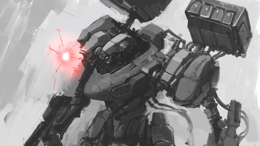 1girl 1other 621_(armored_core_vi) armored_core armored_core_vi:_fires_of_rubicon artist_name ayre_(armored_core_vi) commentary english_commentary highres loader_4 mecha mecha_focus missile_pod no_humans robot science_fiction tripdancer