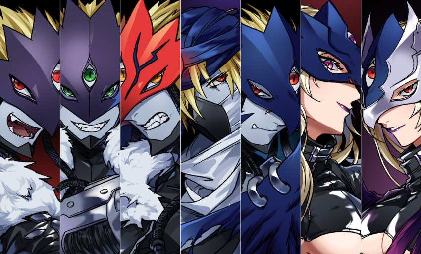 baalmon beelstarmon beelstarmon_x-antibody beelzebumon beelzebumon_(digimon_xros_wars) beelzebumon_blast_mode beelzebumon_x-antibody blonde_hair digimon digimon_(creature) lipstick makeup mask red_eyes wings yellow_eyes