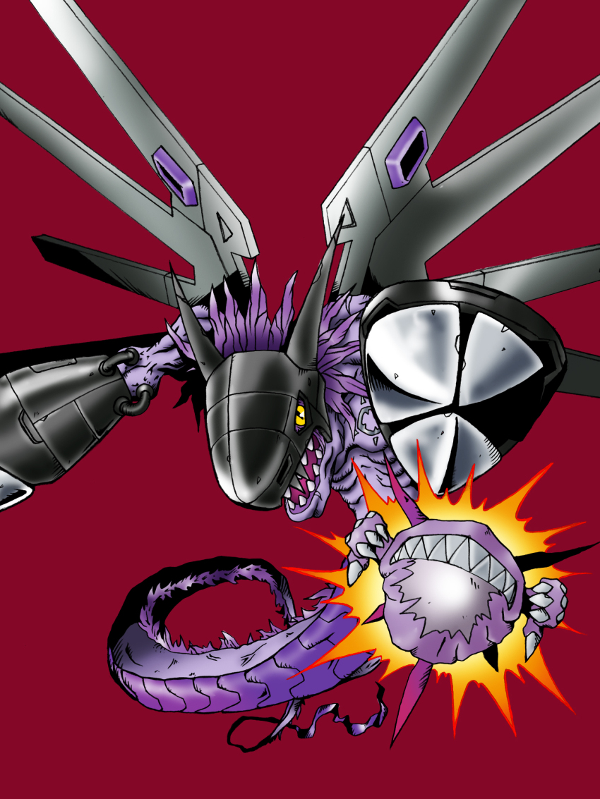 cyborg digimon digimon_(creature) dragon gigadramon highres sharp_teeth solo teeth
