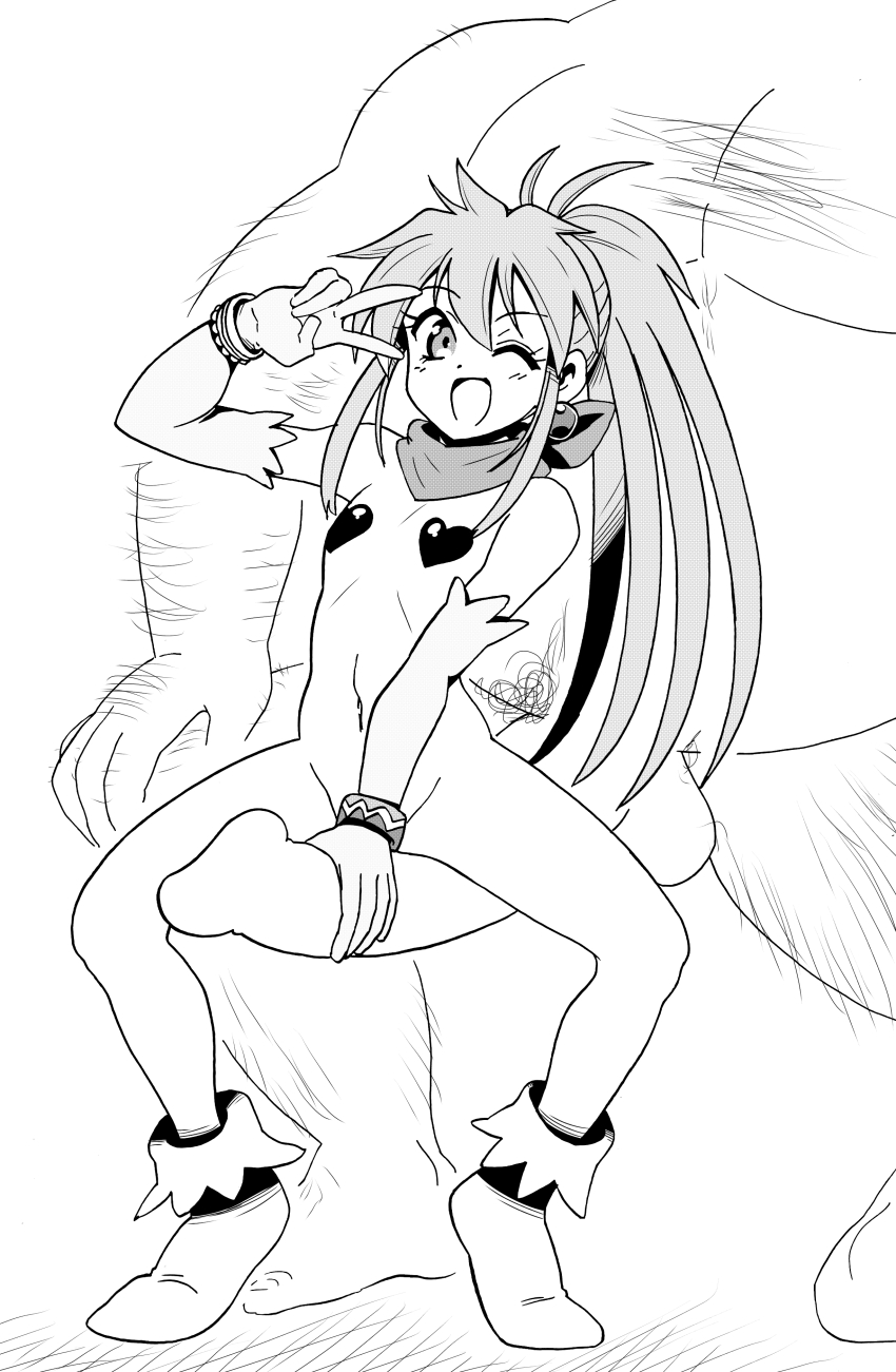 1boy 1girl absurdres arche_klein bottomless covered_erect_nipples greyscale handjob happy heart_pasties height_difference hetero highres hokuto_(artist) hokuto_(tokuho) huge_penis large_penis long_hair looking_at_viewer monochrome nude pasties penis ponytail sitting_on_penis size_difference tales_of_(series) tales_of_phantasia v