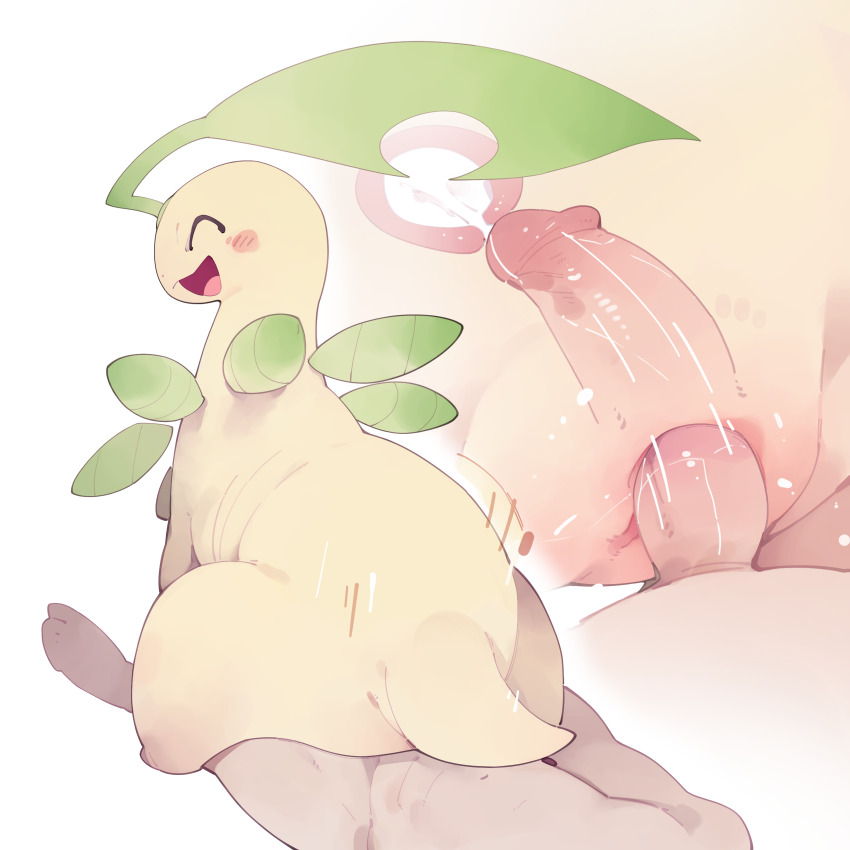 1boy 1girl absurdres animal_sexualization back bayleef bestiality blush cum cum_in_pussy facing_viewer from_behind gen_2_pokemon girl_on_top happy highres leaf leaf_on_head looking_back lying motion_lines multiple_views nintendo on_back open_mouth out_of_frame penis pokemon pokemon_(creature) pokephilia pussy reverse_cowgirl_position sex smile straddling tail uncensored uterus vaginal white_background x-ray youjo_modoki