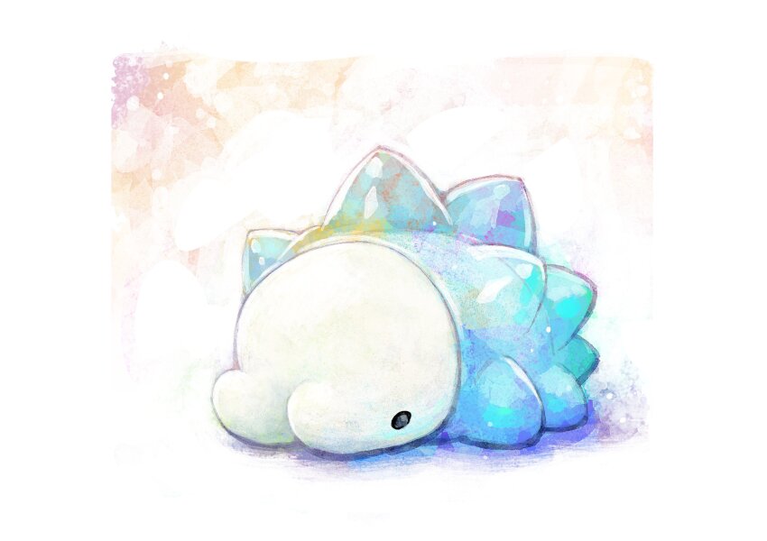 animal_focus commentary gen_8_pokemon highres iridescent nintendo no_humans paper_texture pokemon pokemon_(creature) snom solid_circle_eyes solo spikes youko-shima