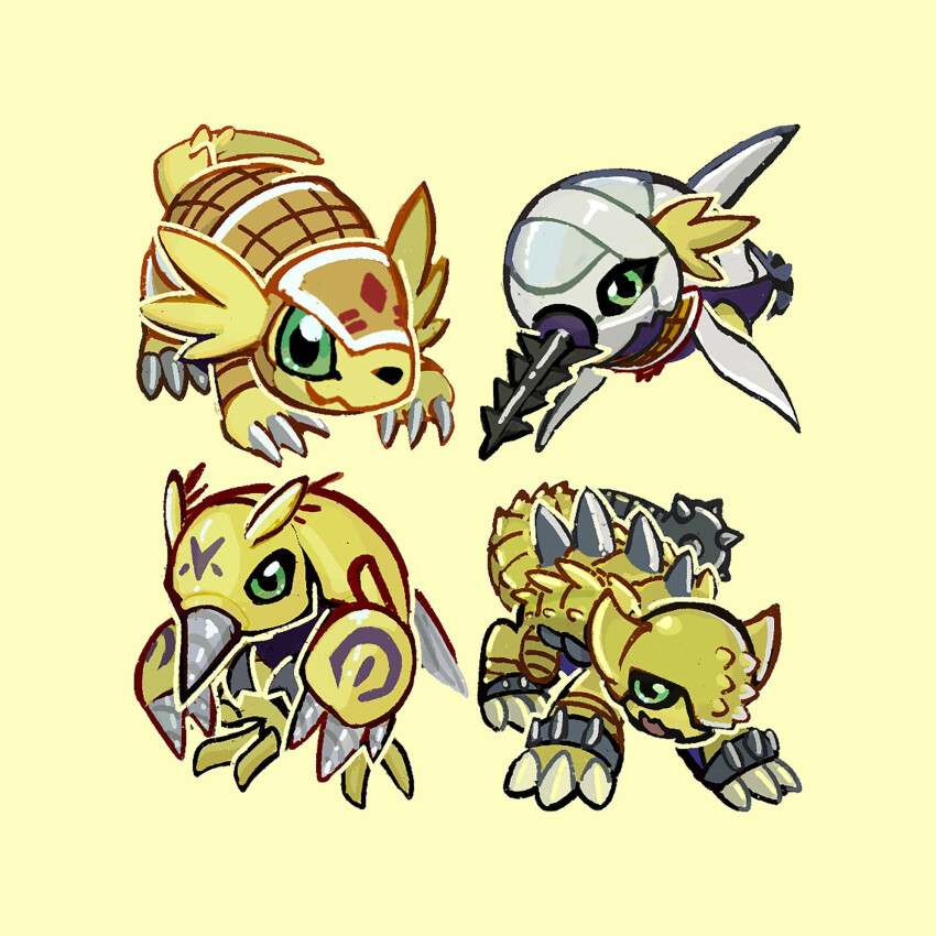 ankylomon armadimon armor bug digimon digimon_(creature) digmon drill exoskeleton highres submarimon