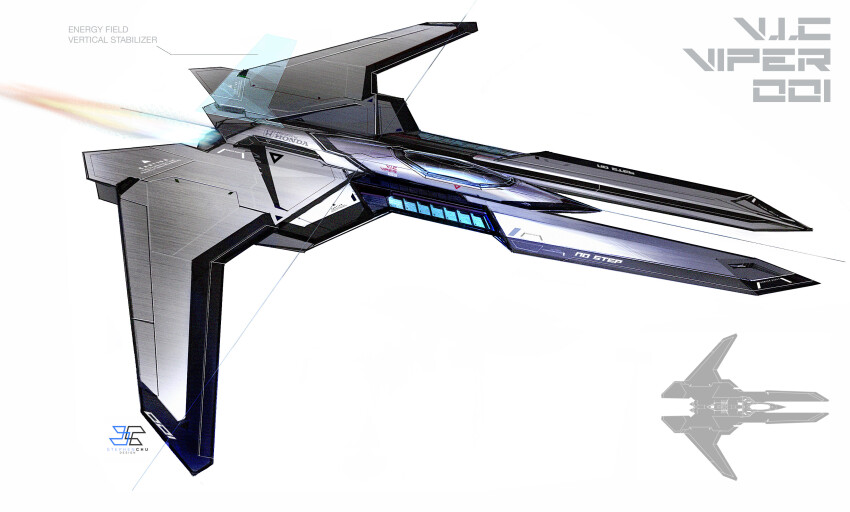 absurdres commentary concept_art english_commentary english_text gradius highres konami no_humans realistic redesign science_fiction signature simple_background sketch sketching solo spacecraft starfighter stephensanity vehicle_focus vic_viper