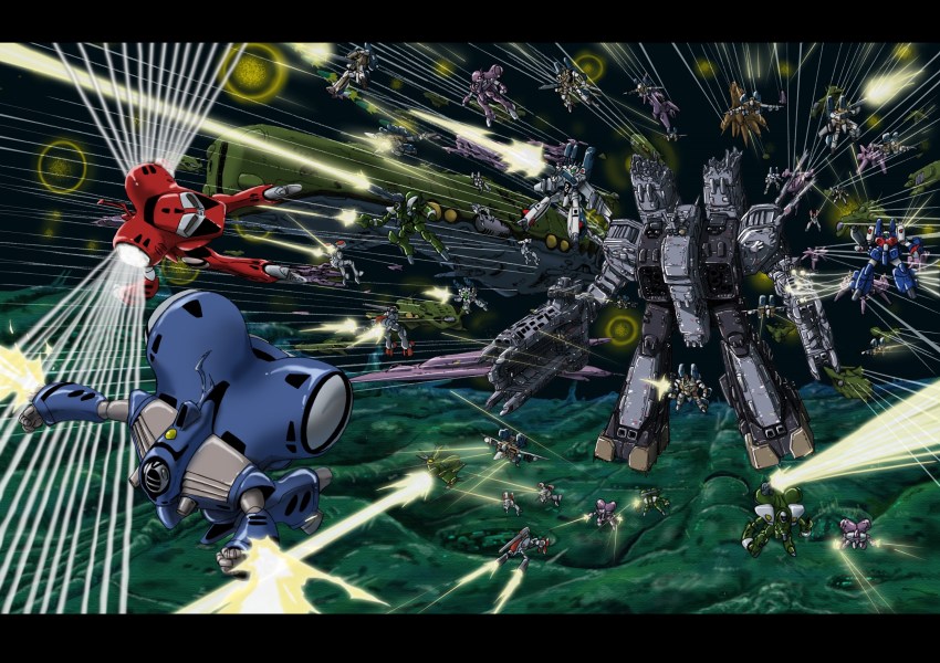 1980s_(style) alien armd armor bad_id bad_pixiv_id battle boddole_zer cannon contrail damaged energy_gun epic fleet glaug highres itano_circus laser letterboxed macross macross:_do_you_remember_love? mecha meltrandi missile nousjadeul-ger nupetiet-vergnitzs oldschool power_armor queadluun-rau queadol-magdomilla redesign regult retro_artstyle robot rocket_launcher sadami_morikawa science_fiction sdf-1 space space_station spacecraft spoilers storm_attacker thurvel-salan u.n._spacy vf-1 weapon zentradi