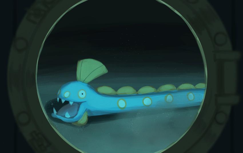 black_eyes commentary_request fangs gen_3_pokemon highres huntail looking_inside nintendo no_humans one-hour_drawing_challenge open_mouth pokemon pokemon_(creature) porthole rend solo tongue