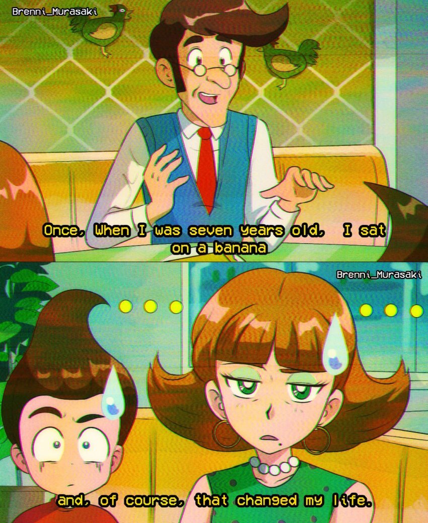 1990s_(style) awkward brenni_murasaki child dress family glasses hugh_neutron indoors jimmy_neutron jimmy_neutron_(series) judy_neutron kitchen long_hair mature_female necktie nickelodeon retro_artstyle sweatdrop velt