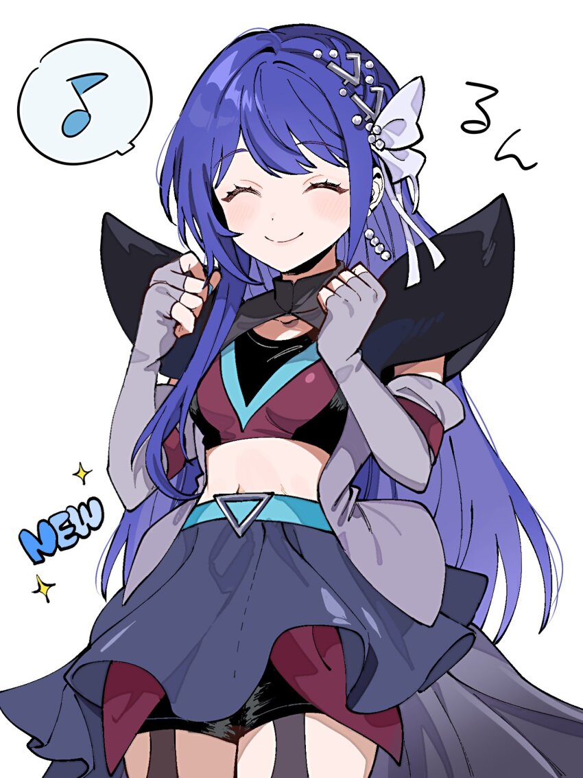 1girl colored_inner_hair elbow_gloves gloves happy highres idol_clothes idolmaster idolmaster_va-liv kamiya_ei kamizuru_cosmo long_sleeves multicolored_hair navel two-tone_hair virtual_youtuber