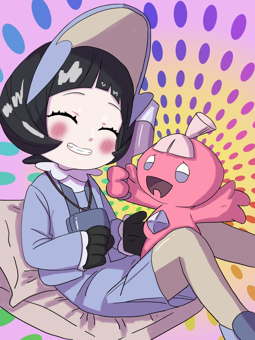 absurdres highres modo nintendo pokemon pokemon_sv poppy_(pokemon) sitting smile tinkatink