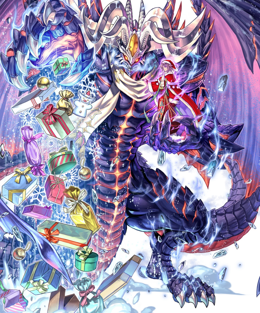 1boy demon demon_horns evil_smile fire_emblem fire_emblem_heroes fomortiis_(fire_emblem) fomortiis_(winter)_(fire_emblem) highres horns lyon_(fire_emblem) lyon_(winter)_(fire_emblem) nintendo non-web_source official_alternate_costume official_art santa_costume smile